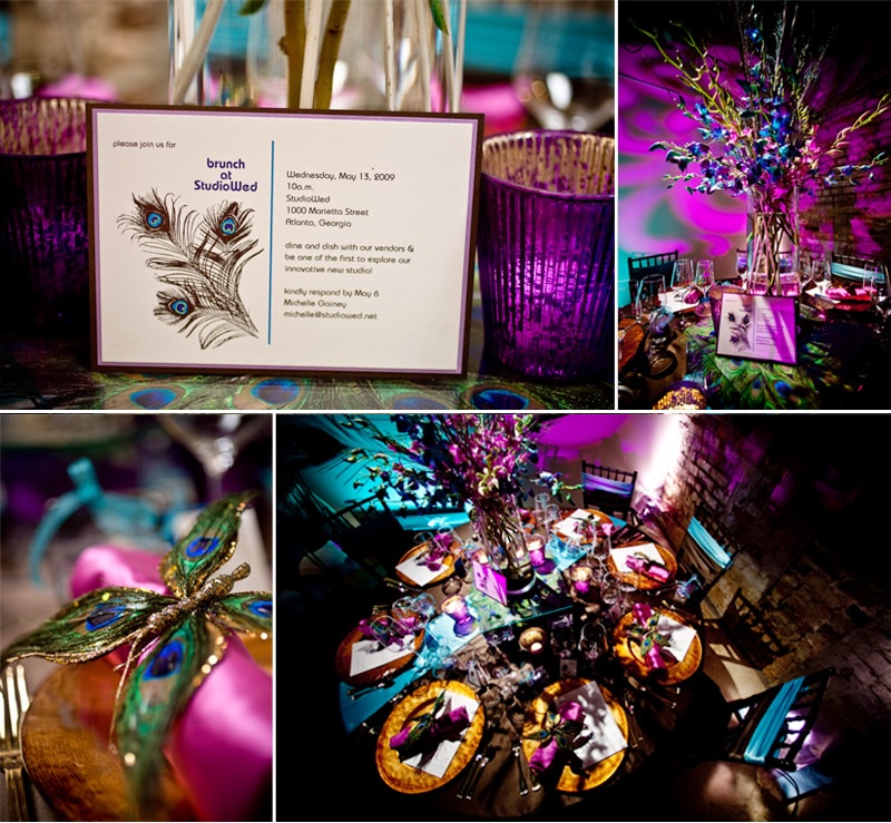 purple peacock wedding decorations